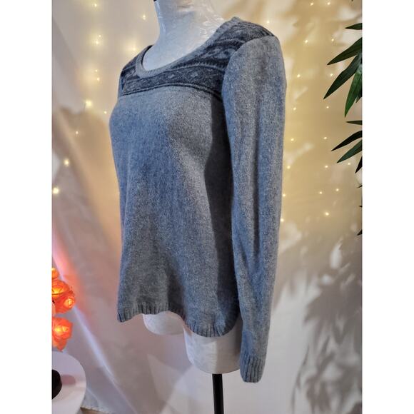 Toad & Co Aleutia 100% Wool Crew Sweater Womens Size M Gray Black Nordic - Picture 4 of 12